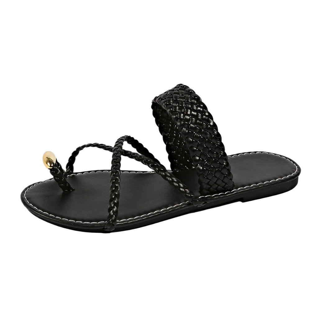 Damen Bequeme Riemchen-Sandalen mit geflochtenem Design EB