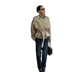 Damen modischer Oversize-Trenchcoat mit schmalem Gürtel EB