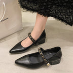 Damen elegante Ballerinas mit modischer Kette EB
