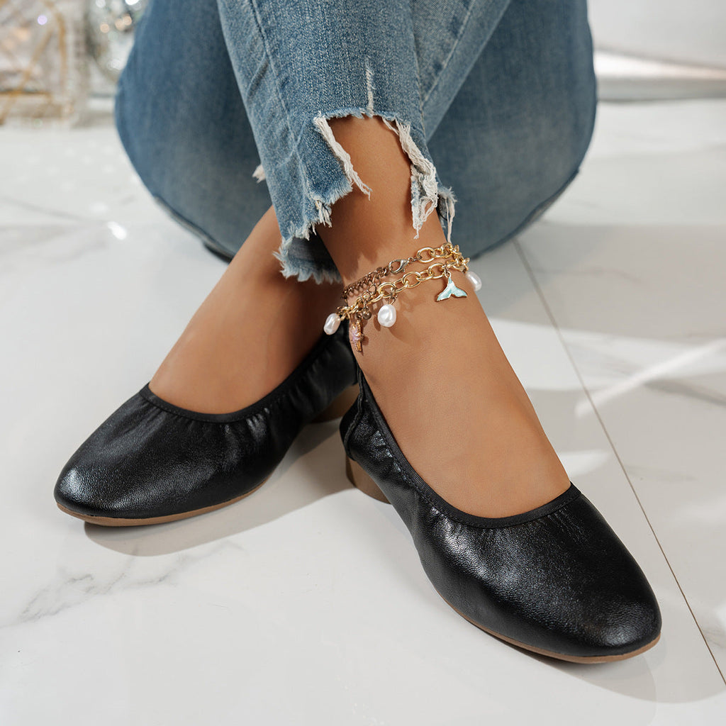 Damen elegante Ballerinas mit subtiler Glanzoptik EB