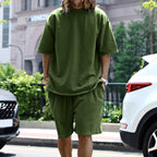 EB | Lockeres T-Shirt Shorts einfarbiges Set