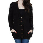 Damen Grobstrick-Cardigan mit klassischem V-Ausschnitt und praktischen Taschen EB