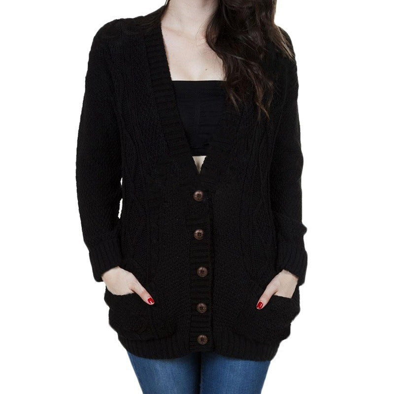 Damen Grobstrick-Cardigan mit klassischem V-Ausschnitt und praktischen Taschen EB