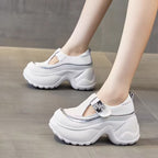 Damen Chunky Schnürschuhe mit verstellbarem Riemen und modischen Blütenapplikationen EB