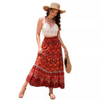 Damen Maxirock mit verspieltem Paisleymuster und Rüschendetails EB