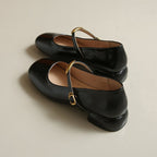 Damen elegante Blockabsatz-Ballerinas mit modischem Riemchen und stabiler Sohle EB