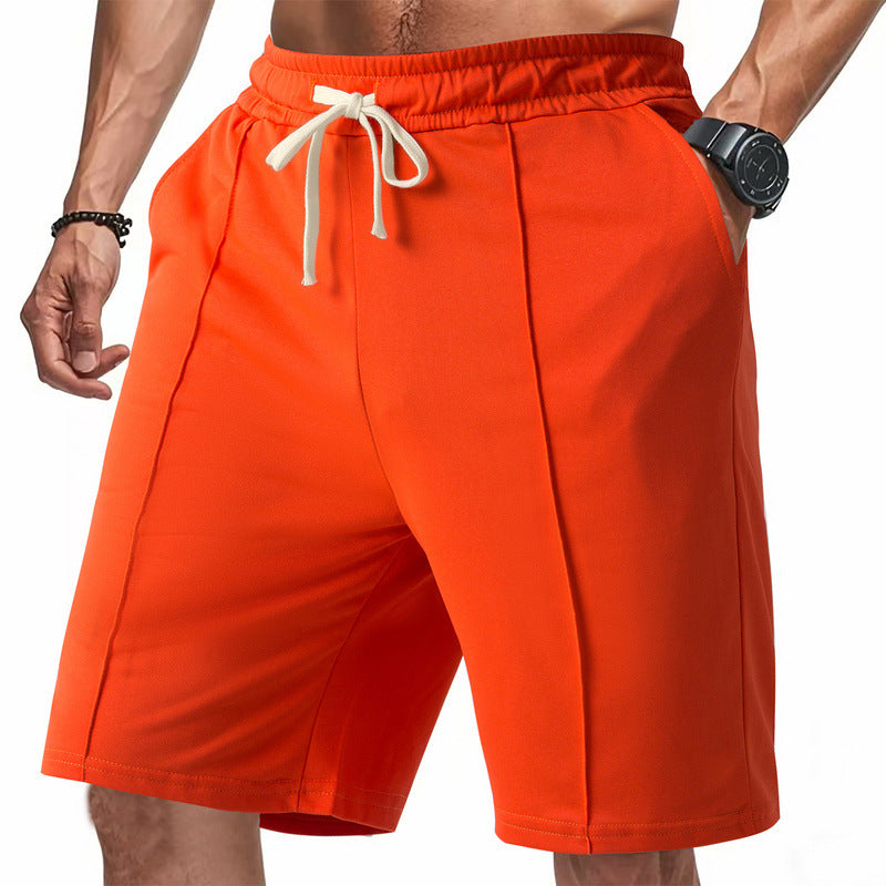 Kniekurze, entspannte Bermuda-Shorts für Herren mit Bügelfalte, elastischem Bund und Seitentaschen