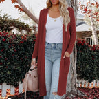 Damen lässiger Strickmantel mit offenen Fronten und praktischen Taschen EB