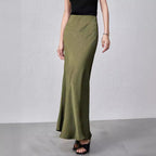Damen Eleganter Maxirock aus satinierter Viskose EB