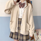 Damen Grob gestrickter Cardigan mit Taschen und V-Ausschnitt EB