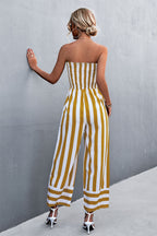 Damen Jumpsuit mit gestreiftem Oberteil und weitem Bein EB