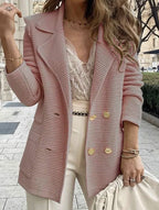 Damen Eleganter Struktur-Blazer mit verspielt klassischen Knopfdetails EB