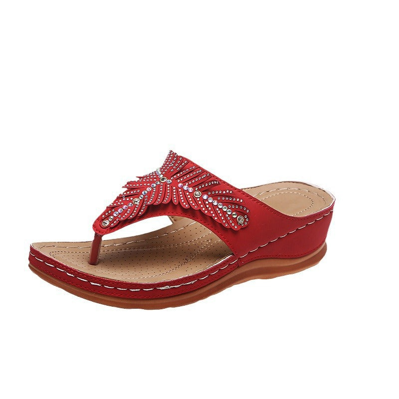 Damen Bequeme Schmuck-Sandalen mit Zehensteg EB