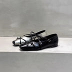 Damen elegante Ballerinas mit modischen Riemchen und exquisite Schnallenverzierung EB