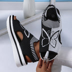 Damen bequeme Freizeit-Sandalen mit atmungsaktivem Netzdesign und floralem Akzent EB
