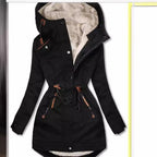 Damen gefütterte Winterparka mit praktischen Taschen und verstellbarem Gürtel EB