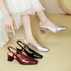Damen Slingback-Pumps mit metallischem Obermaterial und edlem Blockabsatz EB
