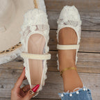 Damen elegante Ballerinas mit floralen Applikationen und rutschfester Sohle EB