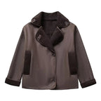 Damen Kunstlederjacke mit Teddyfutter EB