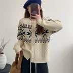 Damen Grobstrick-Cardigan mit dekorativem Zopfmuster und Knopfdetails EB