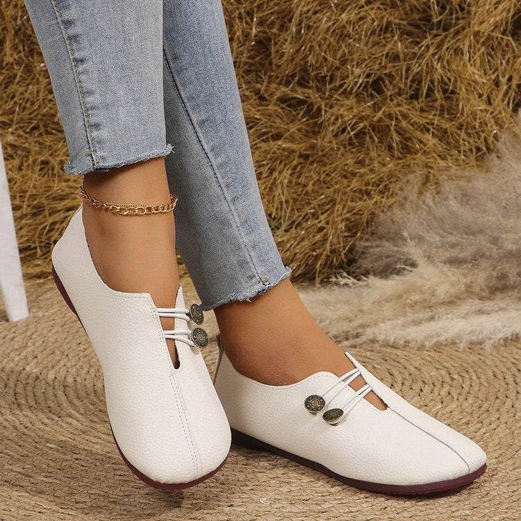 Damen komfortable Slipper mit modischen Knopfdetails EB