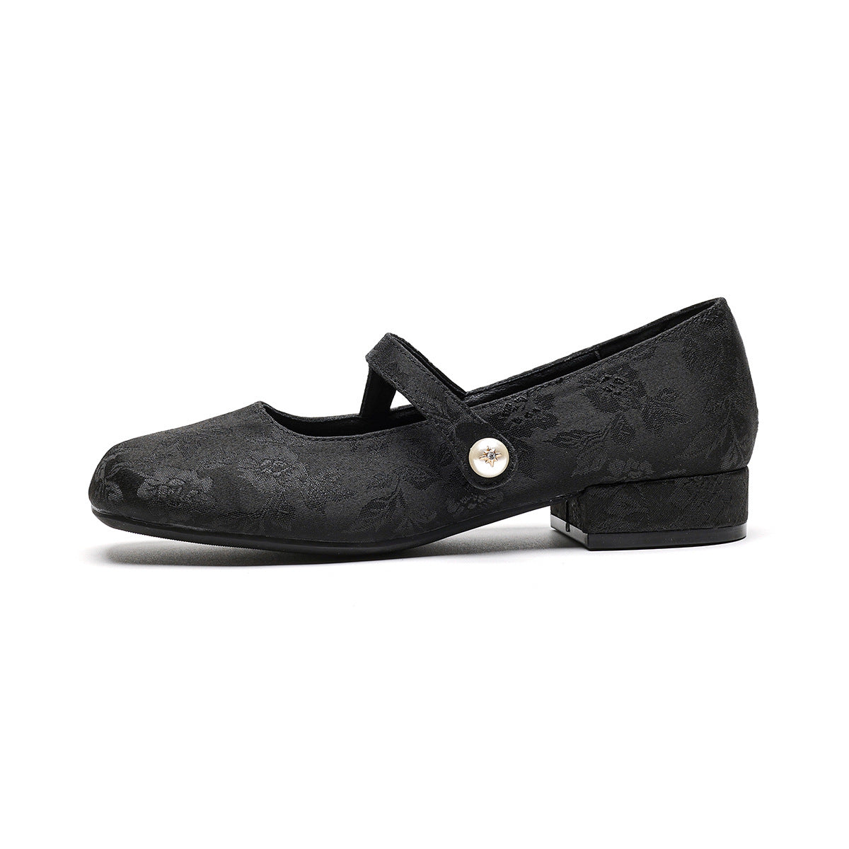 Damen elegante Ballerinas mit verstellbarem Riemchen und Blütenmuster EB