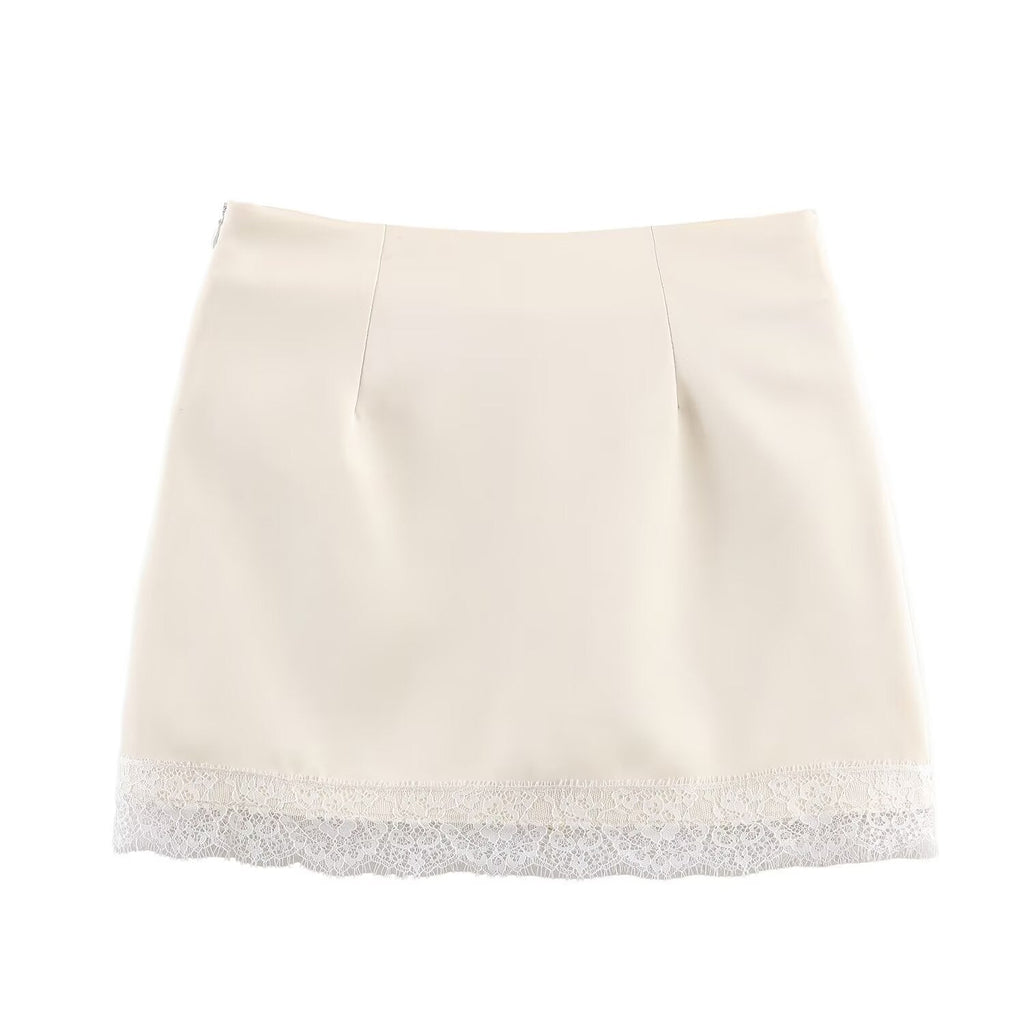 Damen eleganter Rock mit Spitzenbesatz EB