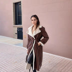 Damen gefütterter Longcoat mit schickem Kragen EB