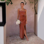 Damen Elegantes Maxikleid mit schmalem Schnitt und seitlichem Schlitz EB