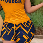 Damen Sportliches Set mit ärmellosem Oberteil und farbenfrohen Shorts EB