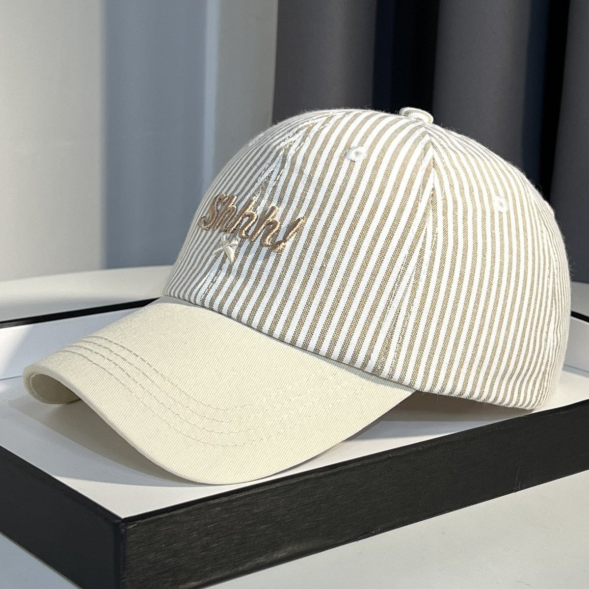 Gestreifte Baumwoll-Baseballcap