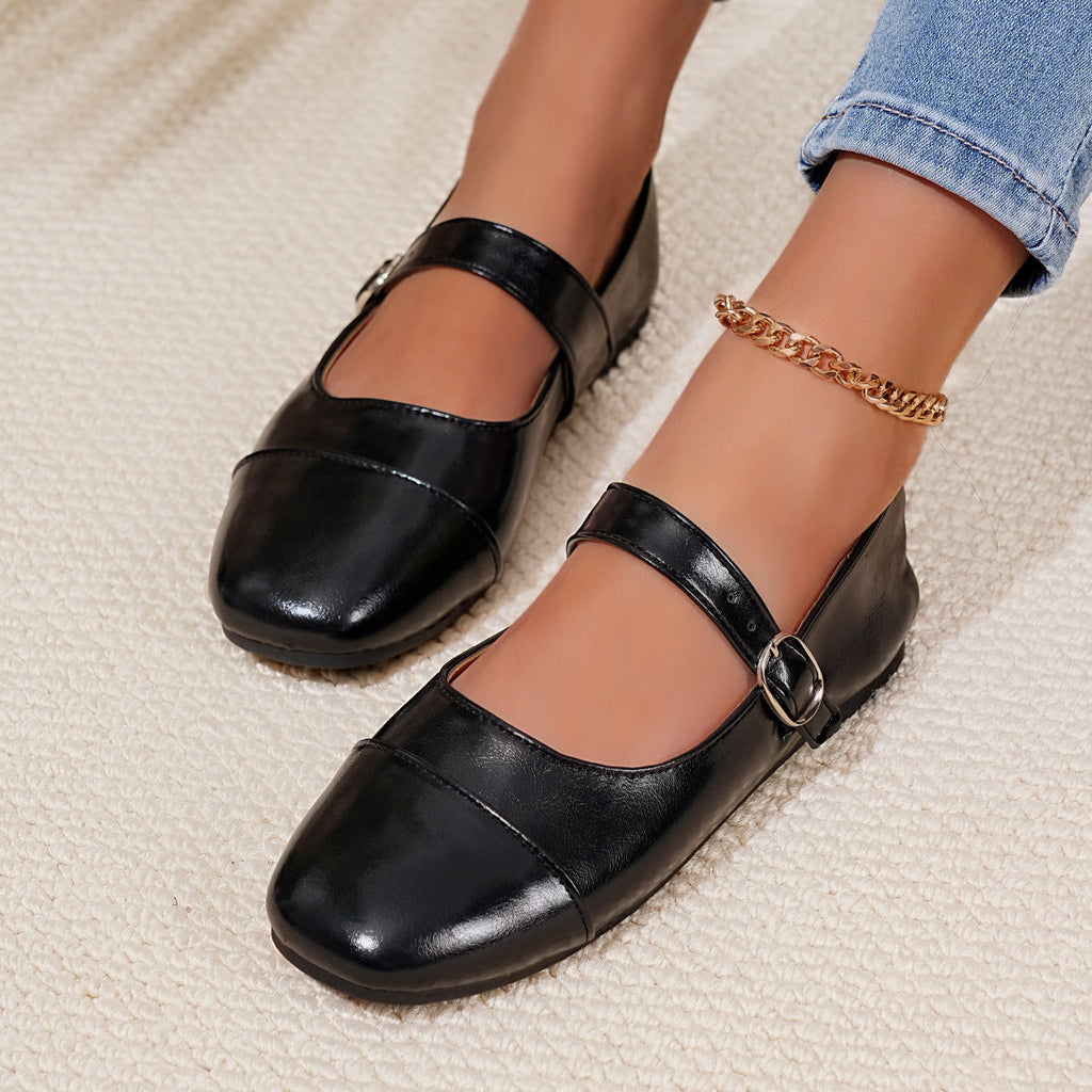 Damen Ballerinas mit verstellbarem Riemen und elegantem Obermaterial EB