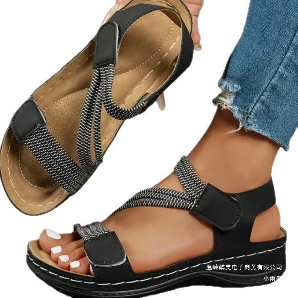 Damen Bequeme und modische Freizeit-Sandalen mit verstellbaren Riemen und gepolsterter Sohle EB