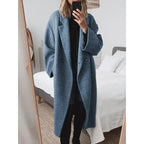 Damen Oversized Wolle-Mantel mit elegantem Revers und doppelt Knopfverschluss EB