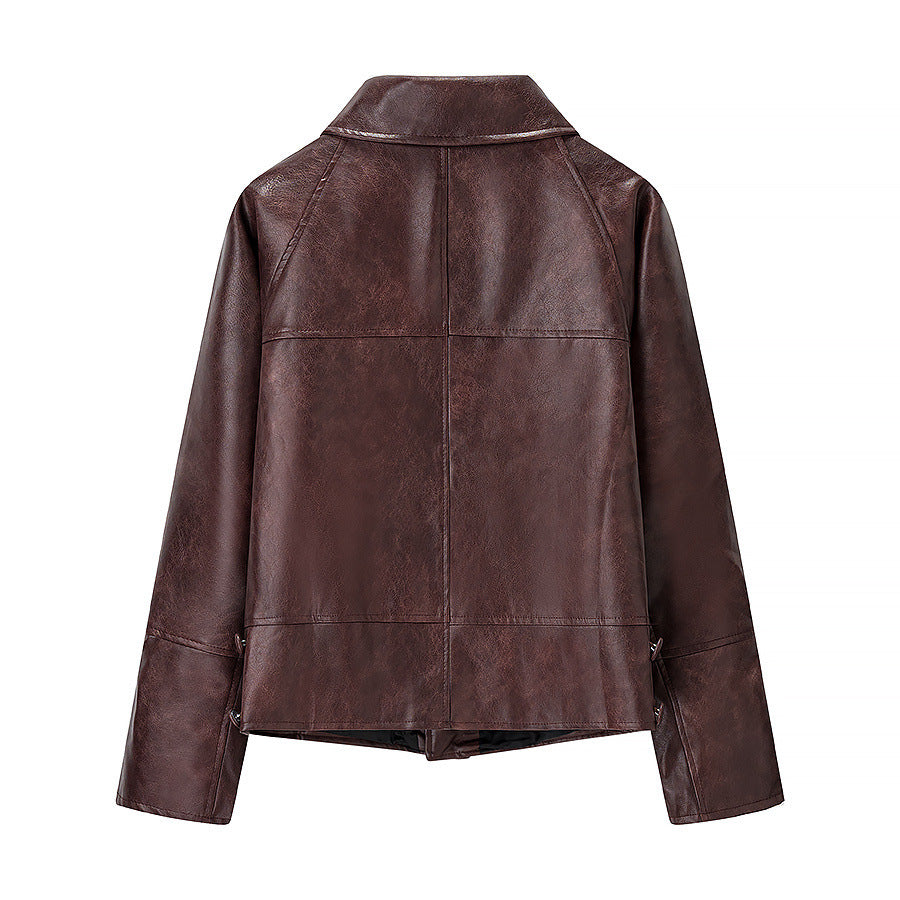 Damen Kunstlederjacke im modernen Schnitt mit lässigen Taschen EB