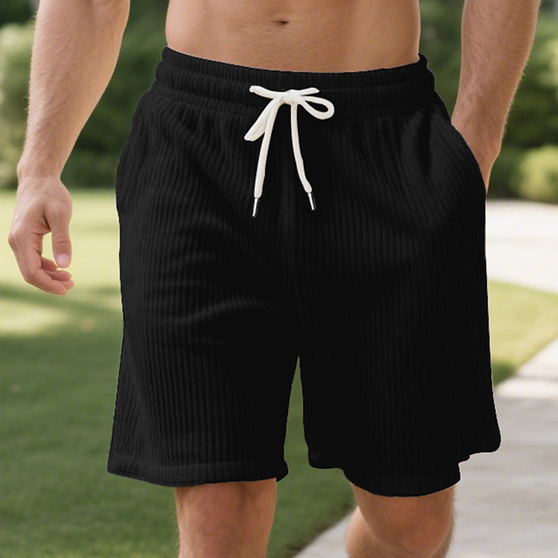 Herren Ripp-Jersey-Shorts mit Kordelzug