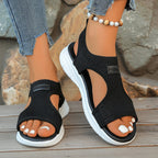 Damen Bequeme Freizeit-Sandalen mit elastischen Riemen und gepolsterter Sohle EB
