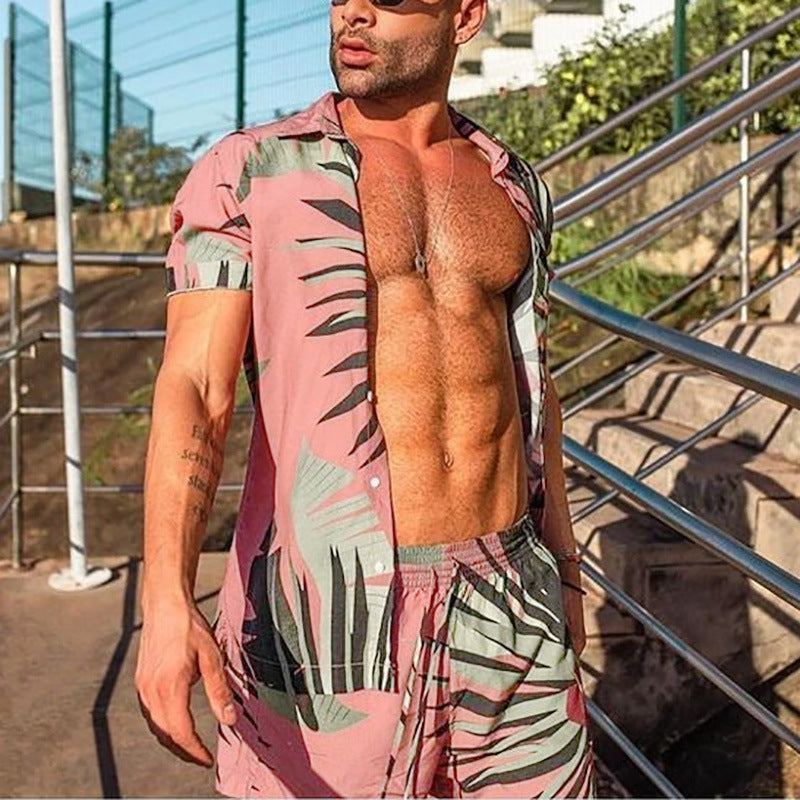 Herren-Set aus Viskosemischung mit Kurzarmhemd und Shorts
