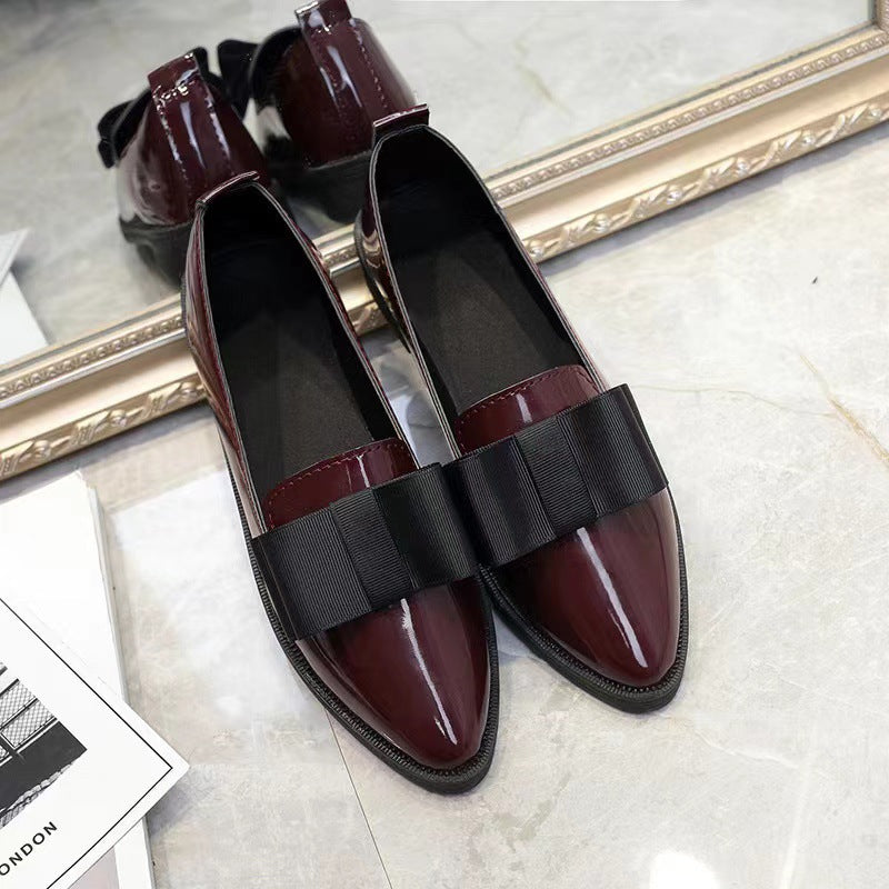 Damen Ballerinas aus Hochglanz-Leder mit eleganter Schleifen-Applikation EB