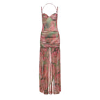 Damen Elegant und fließendes Maxikleid mit floralem Motiv EB