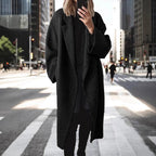 Damen klassischer Oversized-Mantel mit doppeltem Knopfverschluss und breitem Revers EB