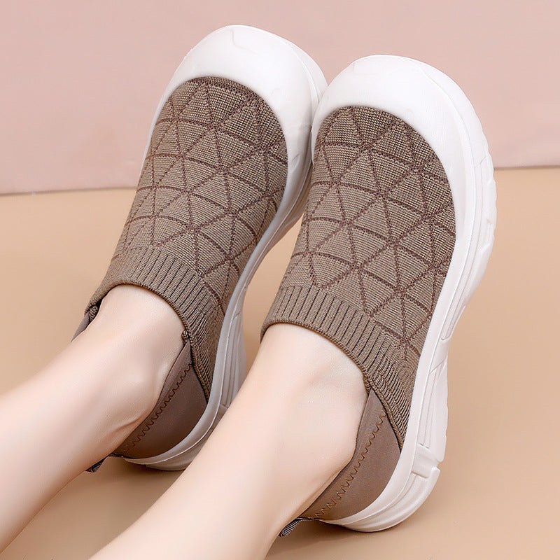 Damen Bequeme Slip-On Laufschuhe mit rutschfester Sohle und elastischem Obermaterial EB