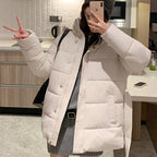 Damen klassische Pufferjacke mit hohem Kragen und praktischen Taschen EB