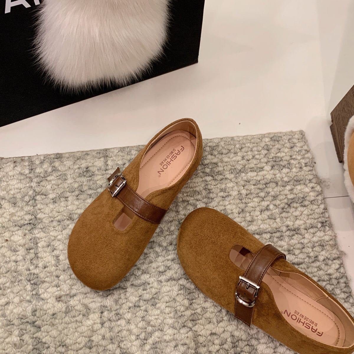 Damen elegante Mokassins mit modischer Schnallenverzierung EB
