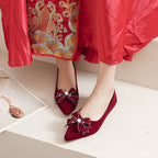 Damen elegante Ballerinas mit funkelnder Blütenapplikation EB