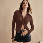 Damen Langarm-Bluse mit strukturiertem Design EB