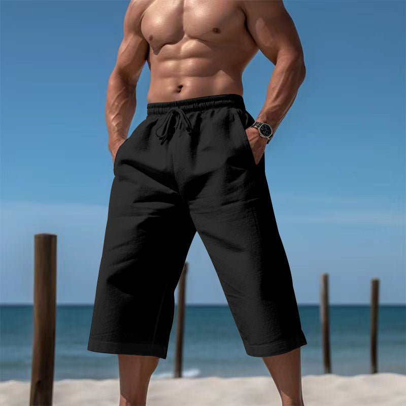 Lässige kniekurze Bermuda-Shorts für Herren mit elastischem Bund und Kordelzug