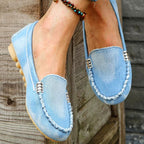 Damen bequeme Mokassins aus Denim mit dekorativen Details EB