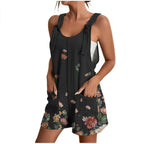 Damen lässiger Overall mit floralem Design und praktischen Taschen EB