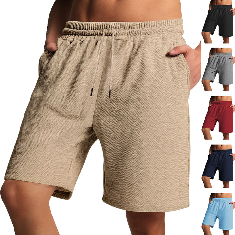 Herren Frottee-Shorts mit Fischgrätmuster